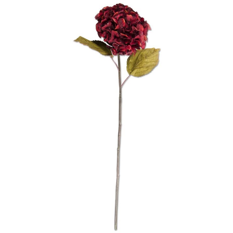 Burgundy Hydrangea Two Leaf Stem