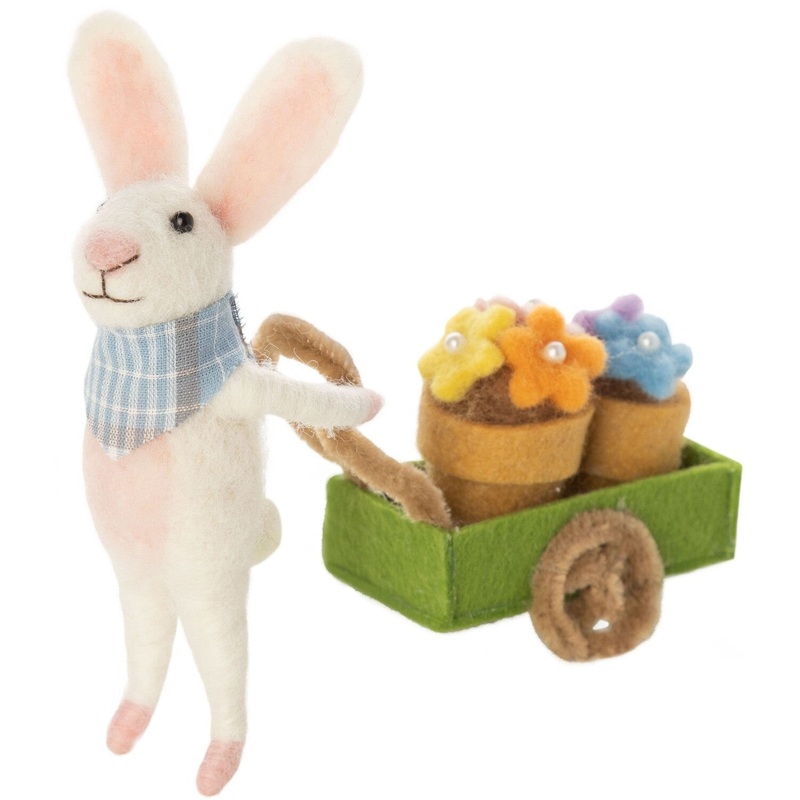 Felt Bunny With Wagon Critter