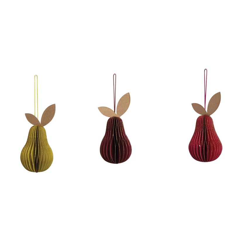 Folding Honeycomb Pear Ornament