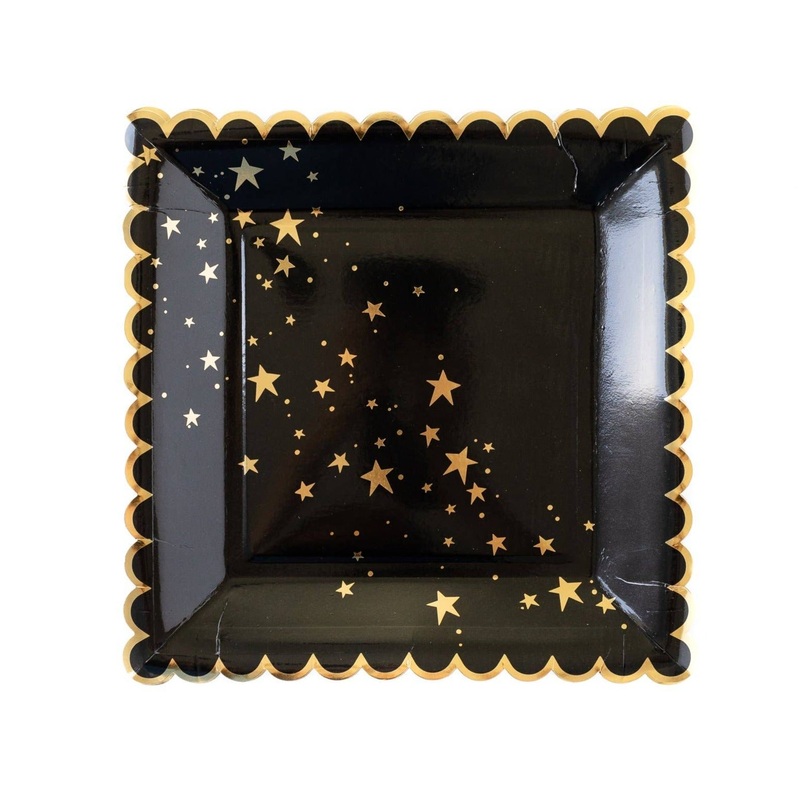 Gold Stars Dinner Paper Plates