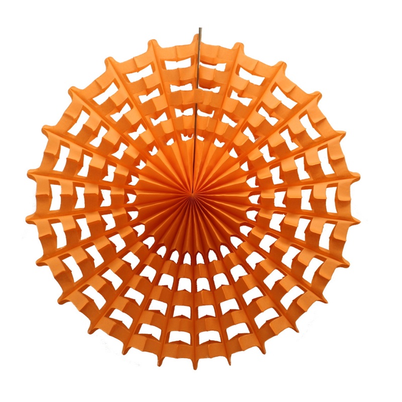 Orange Spiderweb Tissue Paper Fan