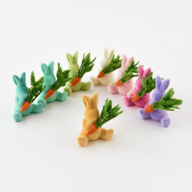 Small Flocked Bunny with Carrot
