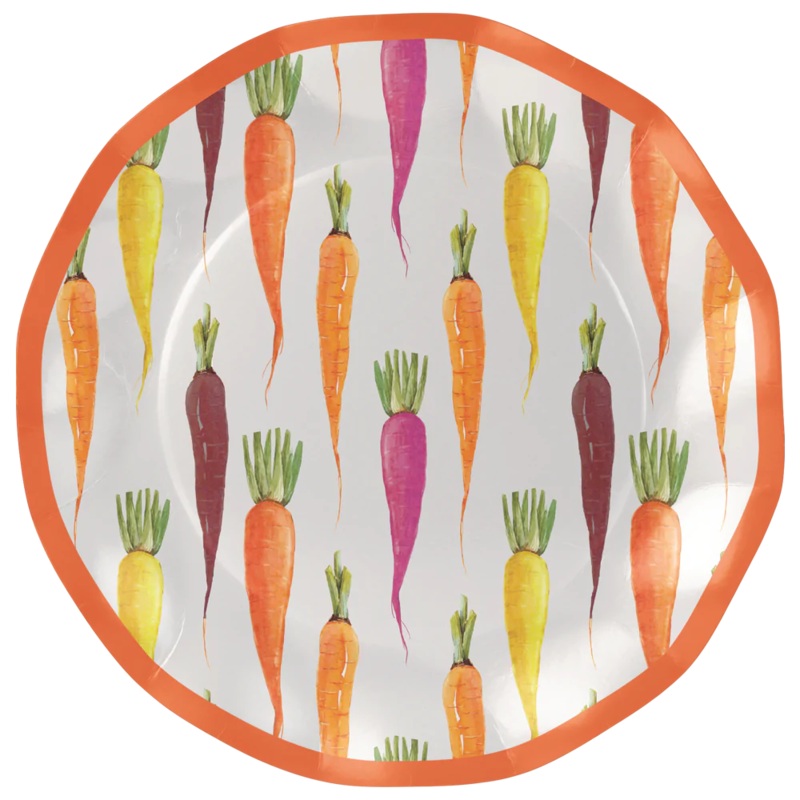 Watercolor Carrots Wavy Lunch Plates