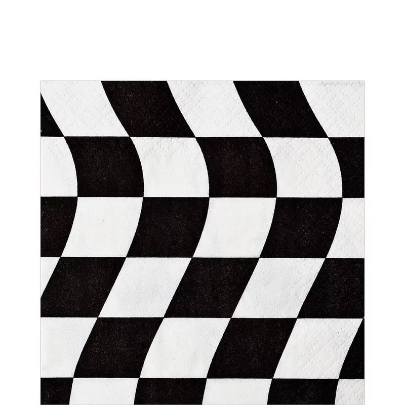 Black and White Check Beverage Napkins