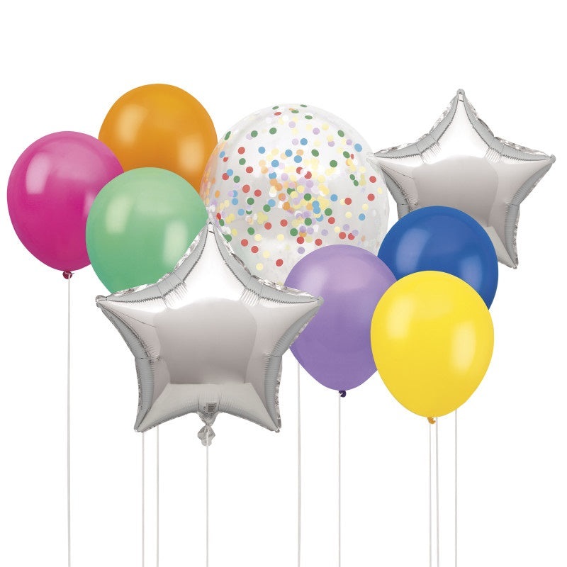 Colorful Star Foil & Latex Balloon Bouquet Kit