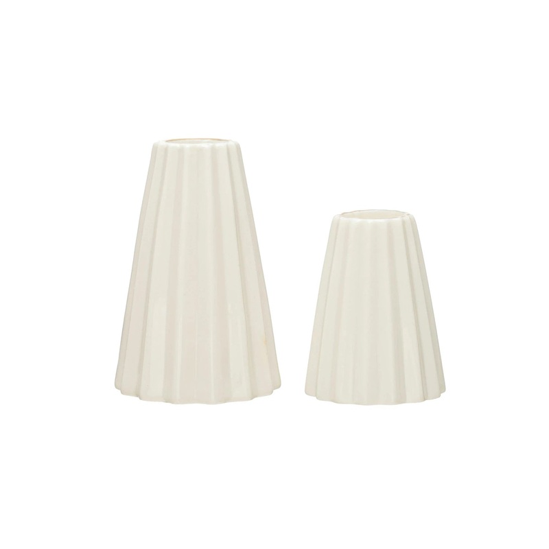Fluted Stoneware Taper Holders
