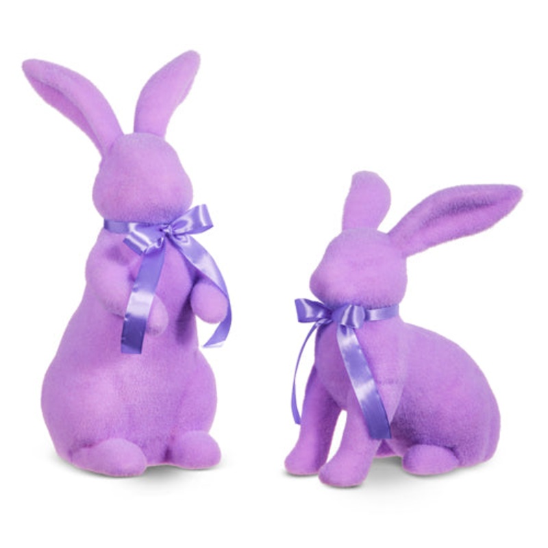 Large Purple Flocked Bunny