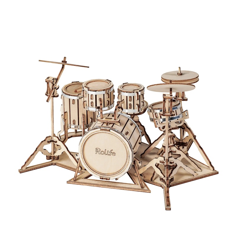 3D Wooden Puzzle: Drum Kit