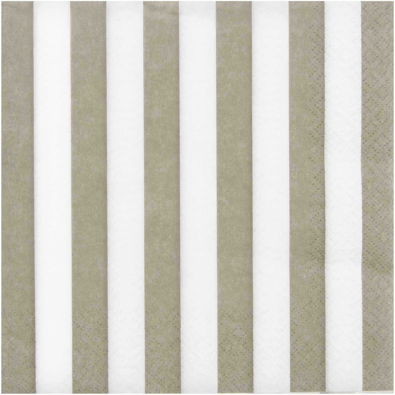 Beige Striped Dinner Napkins