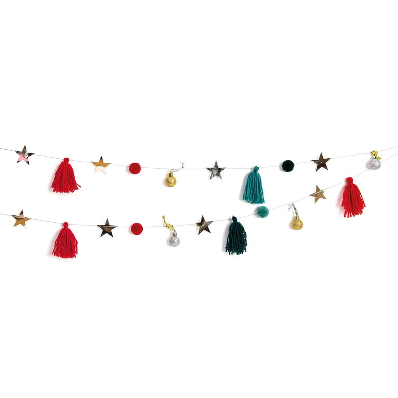 Christmas Red & Green Tassel Garland