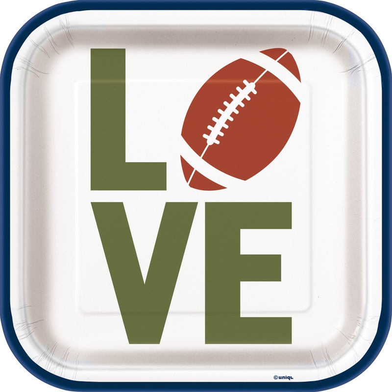Football Tailgate Squared Dessert Paper Plates