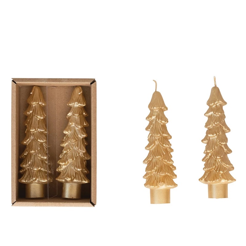 Gold Unscented Tree Shaped Taper Candles