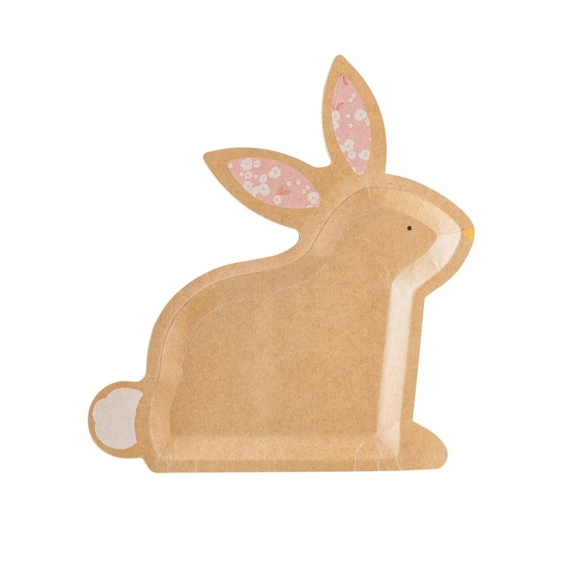 Pastel Kraft Bunny Shaped Paper Plate Set