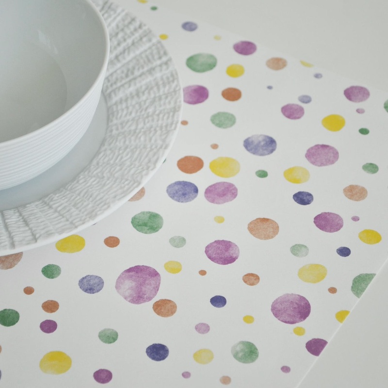 Playful Watercolor Dots Pattern Paper Placemats