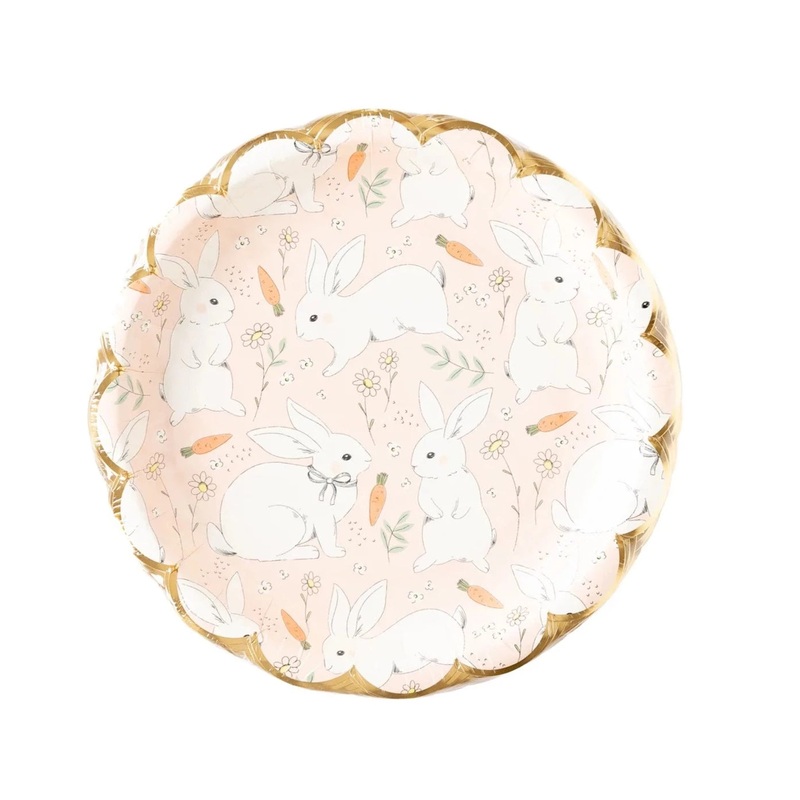 Scattered Bunny and Carrots Scallop Plate