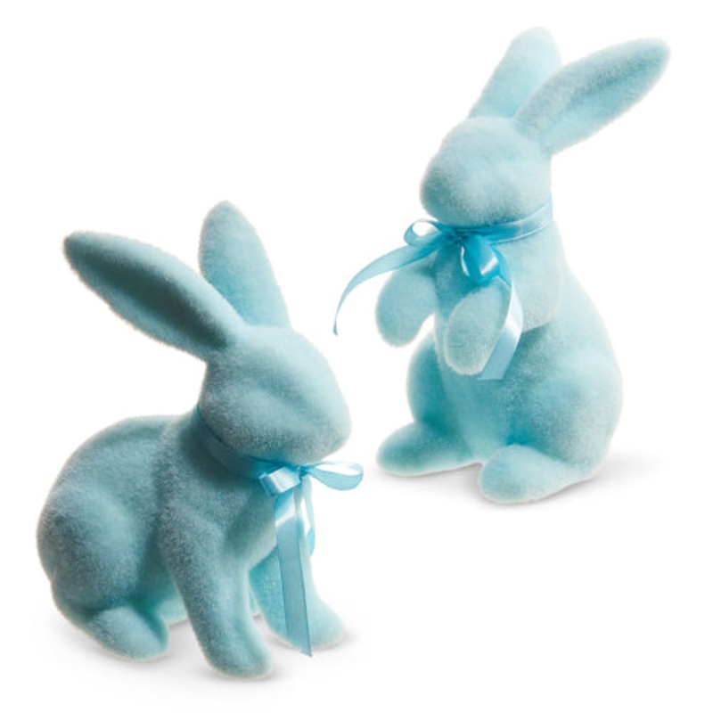 Small Blue Pastel Flocked Bunny