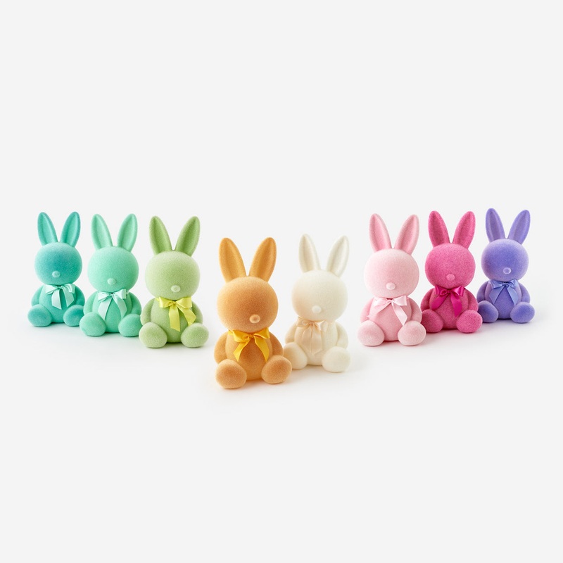 Small Flocked Sitting Chubby Bunny
