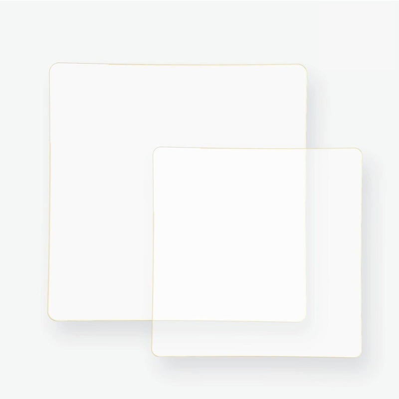 Square Clear & Gold Dessert Plates