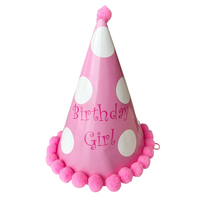 Birthday Girl Polka Pom Pom Cap - 1Pcs