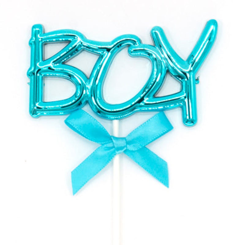 BOY Cake Topper with Ribbon