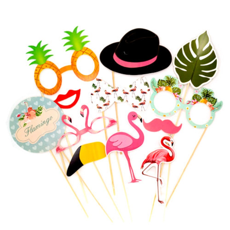 Flamingo Theme Party Photobooth Props [12 Pcs]
