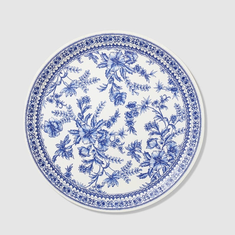 French Blue Toile Dinner Paper Plates