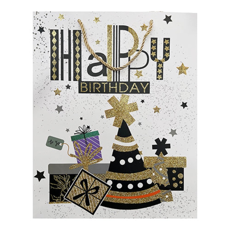 GLITTER HAPPY BIRTHDAY PAPER GIFT BAG
