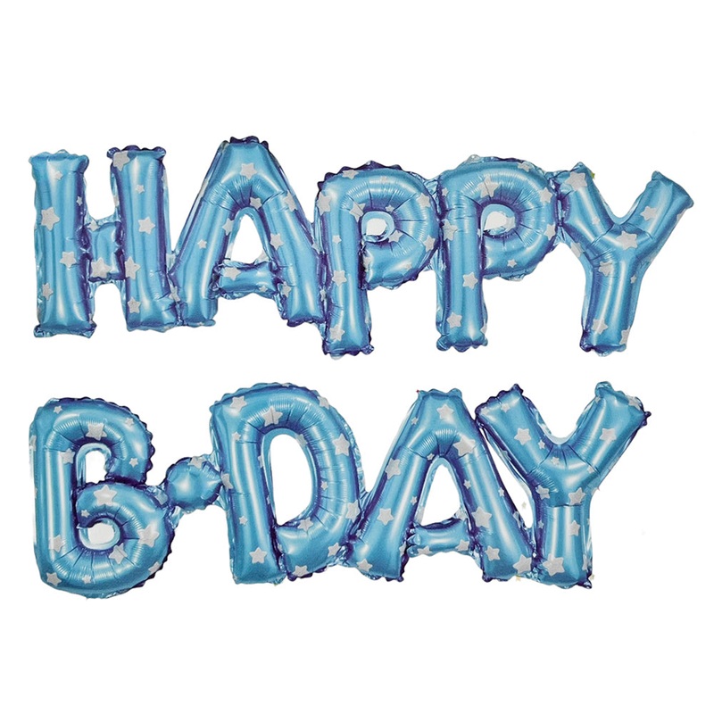 HAPPY BDAY Foil Banner - Blue 14"