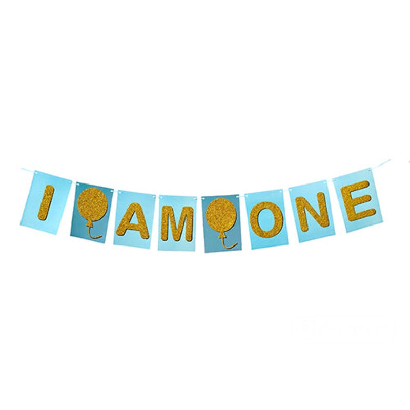 I AM ONE Balloons Theme Wall Banner - Blue