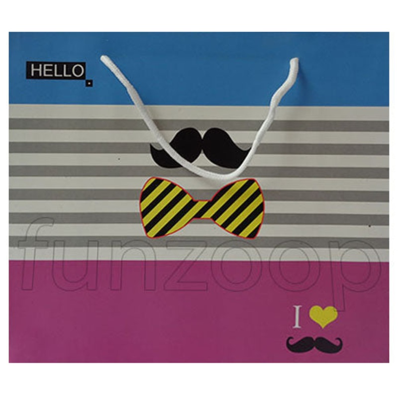 I Love Mustache & Bow Printed Gift Bag (Medium)