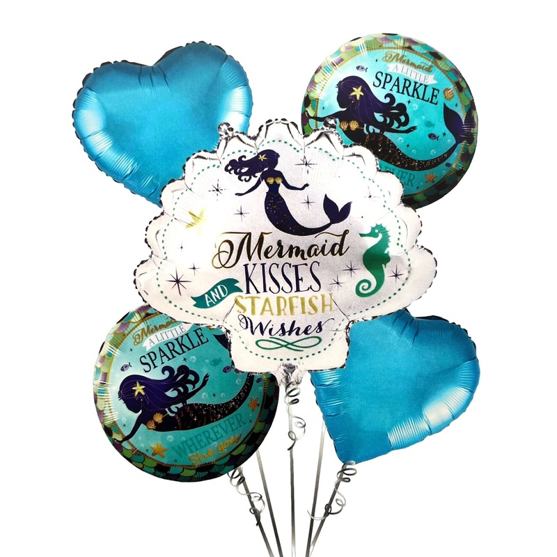 Mermaid Shell 5-in-1 Foil Balloons Set