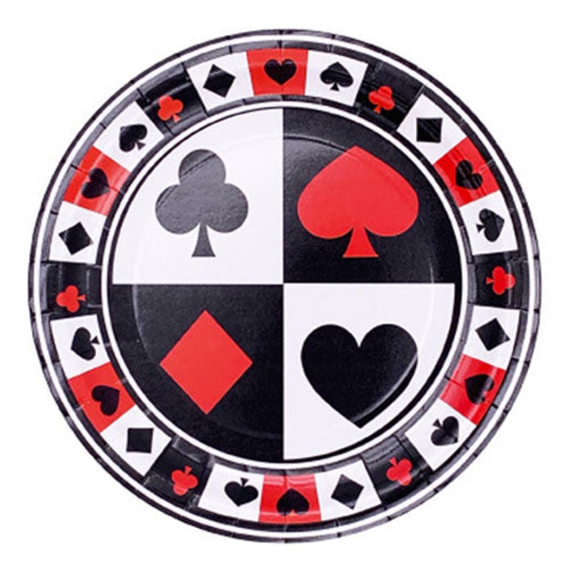 Poker Casino Theme Paper Plates (8 Pcs)