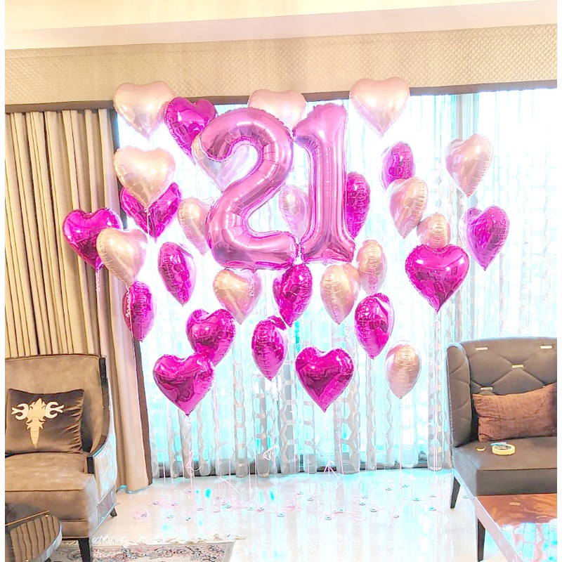 Romantic Heart Decor with Number - Helium Inflated [ AD07 ]