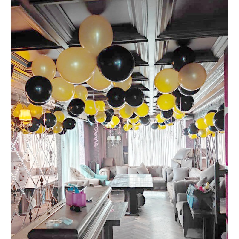 Yellow and Black Simple Decor with 100 Balloons [ HD01 ]