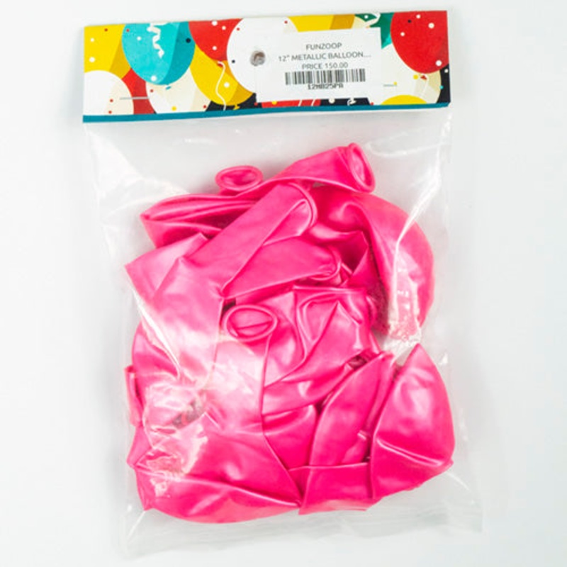 10" Premium Quality Latex Balloons - Metallic PINK [25 Pcs] - Un-inflated