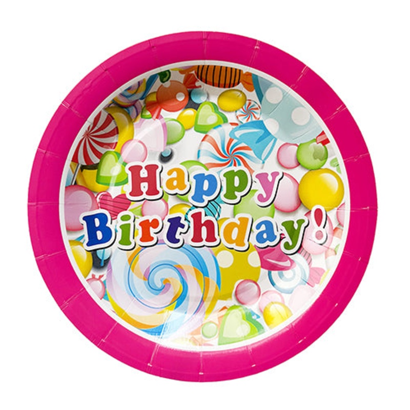 7" Round Food Plate Birthday Theme [10 Nos]