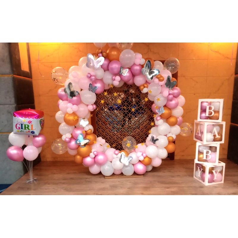 Baby Arrival Balloons Arch with stuffed Balloons Box Welcome decor