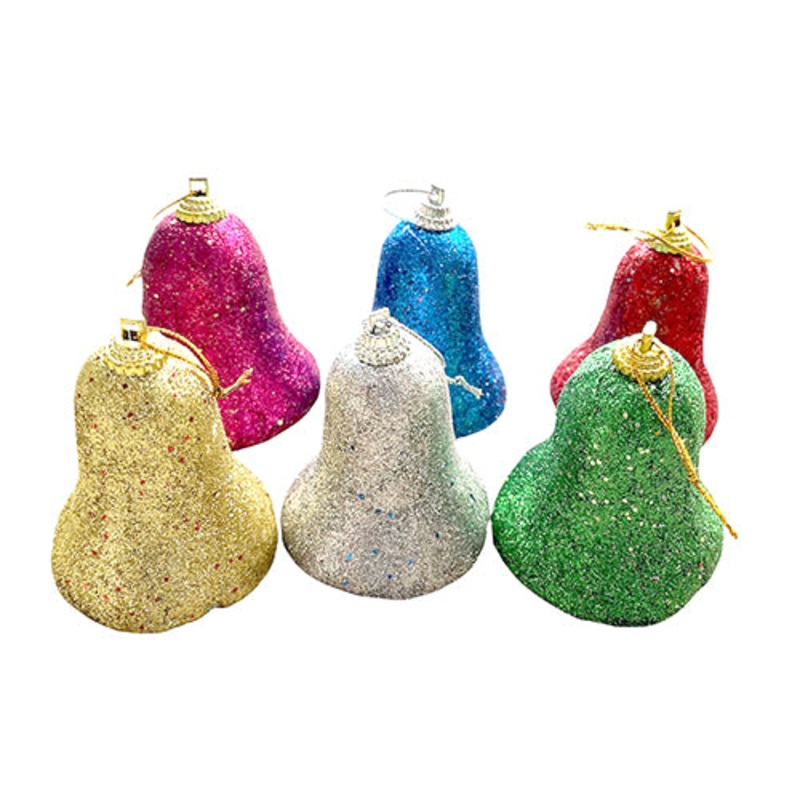 Christmas Tree Glitter Foam Bell Ornament [6 Pcs]