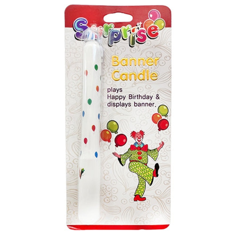 Clown Banner Cake Centerpiece Candle