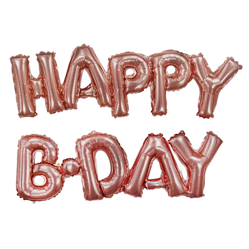 HAPPY BDAY Foil Banner - Rose Gold 14"