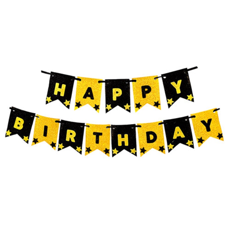 HAPPY BIRTHDAY Golden/Black EVA Wall Banner