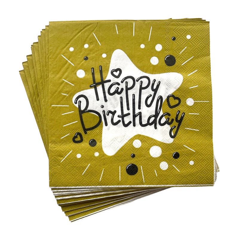 Happy Birthday Theme Glossy Napkins - NEW
