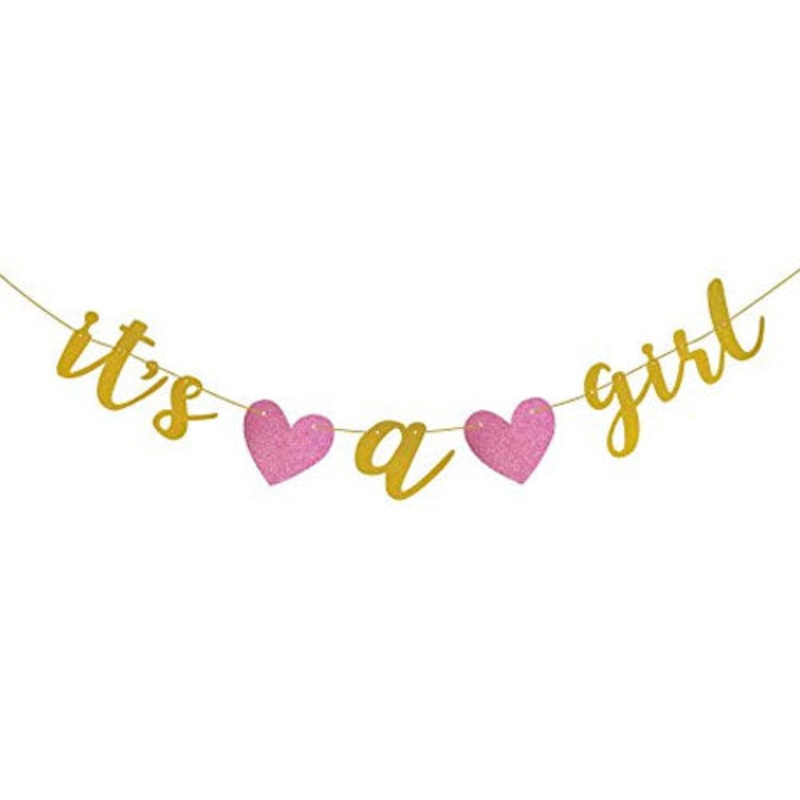 It's A Boy/Girl Golden Glitter New Arrival Banner - Styles:  It's a Girl / It's a Boy