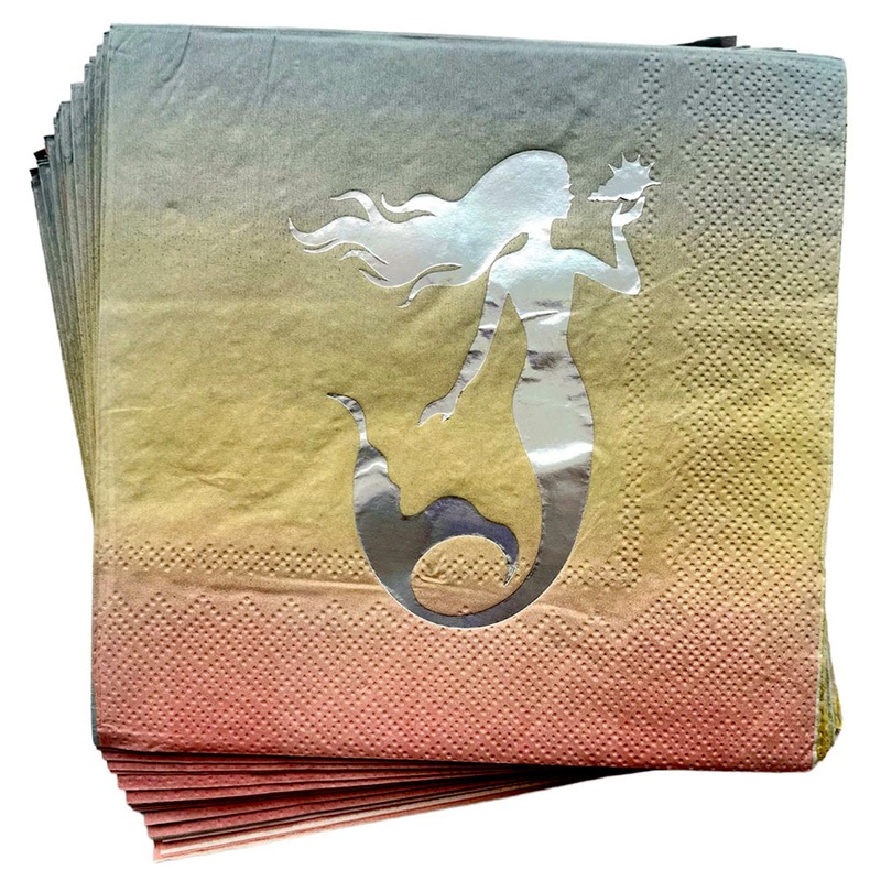 Mermaid Theme Glitter Napkins - NEW