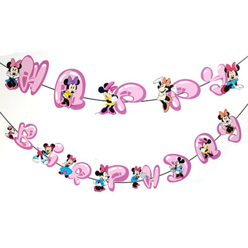 Mini Mouse Characters Happy Birthday Wall Banner