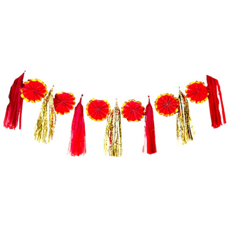 Paper Fans & Tassels Garland Hanging Set