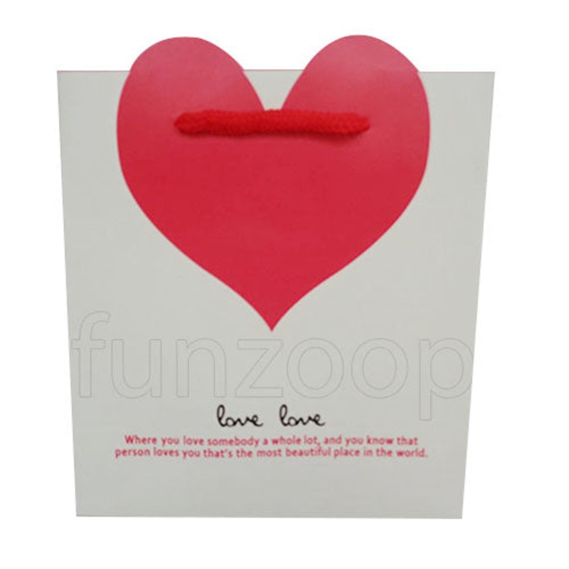 Red Heart Printed Paper Gift Bag (Small)