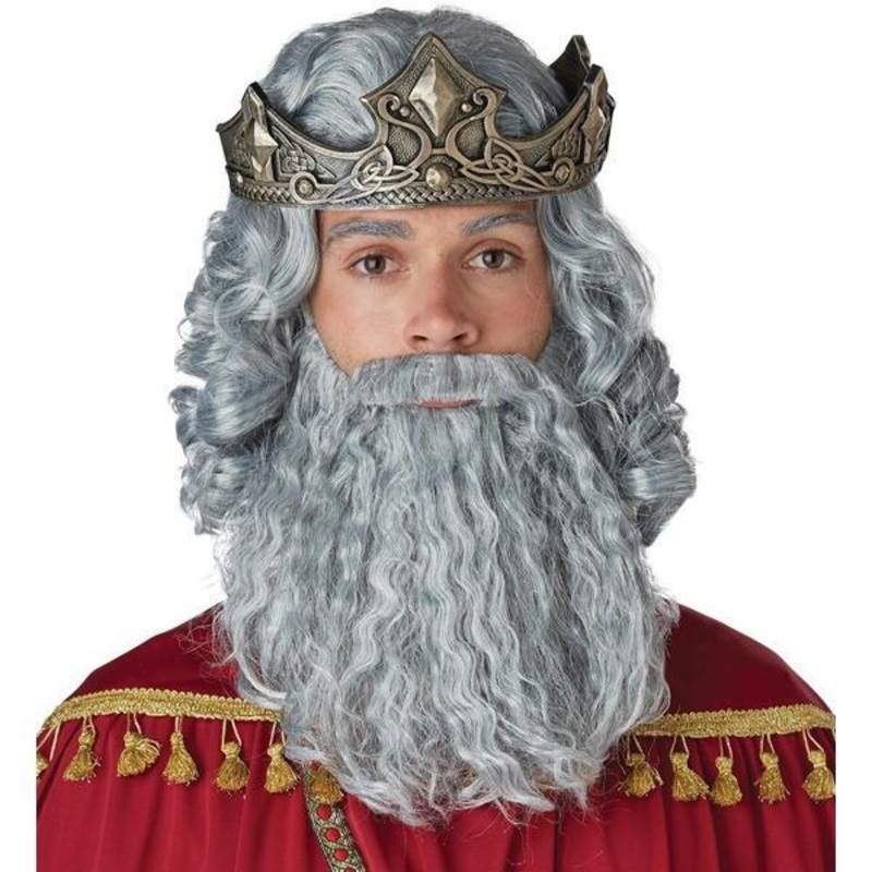 Biblical King Wig & Beard - Gray | Facial Hair