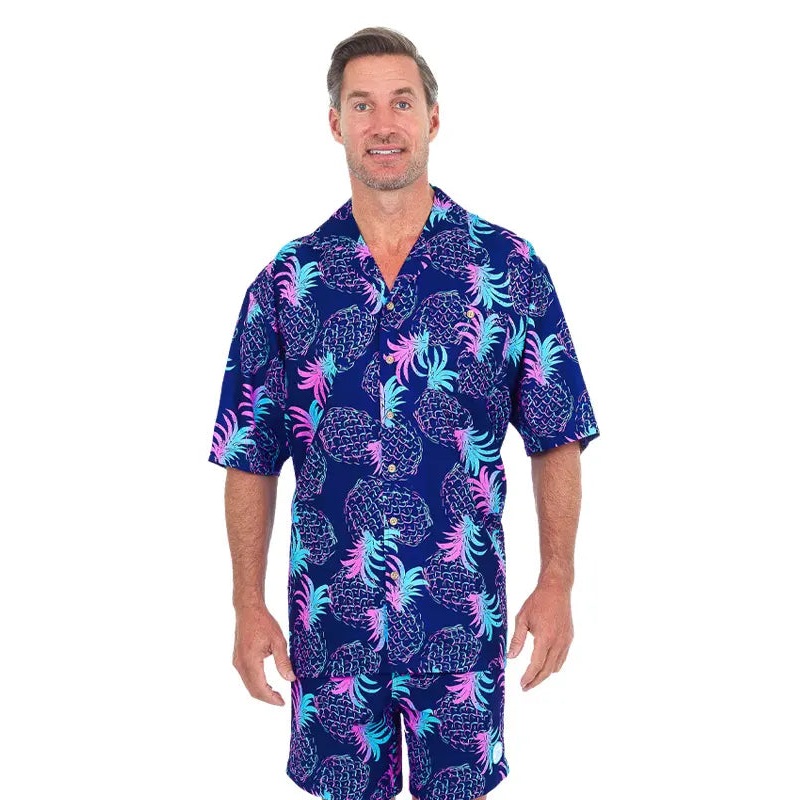 Blue Neon Pineapple Luau Shirt | Summer