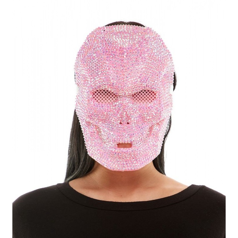 Pink Rhinestone Skull Mask